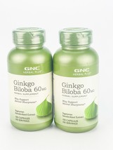 GNC Herbal Plus Ginkgo Biloba 60mg Mental Sharpness 100 Capsules Lot of2 BB1/25+ - $33.81