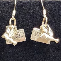 Dove Bird Of Peace And Wish Pewter Charms Silver Tone Fish Hook Earrings - $148.42 MXN