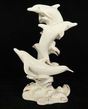 Lenox Wave Dancers Figurine 3 Dolphins 8.75&quot; Tall Gilded Ivory Stunning - £14.89 GBP