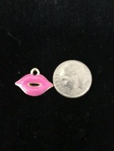 Pink Lips Hot enamel bangle Pendant charm - £9.74 GBP