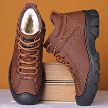 ZSAUAN Men Plush  Boots Thick Antiskid Sole Winter Shoes Men PU Designer Sneaker - £58.84 GBP