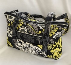 Vera Bradley Tote Bag Womens Medium black yellow white Quilted table ipad size - £14.57 GBP
