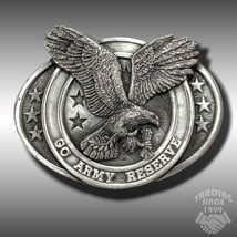 1984 Vintage Belt Buckle Go Army Reserve Military US Forces Embossed Eagle - £35.79 GBP