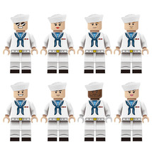 8pcs/set US NAVY Army Soliders with White Uniforms Minifigure Building Blocks - £11.74 GBP