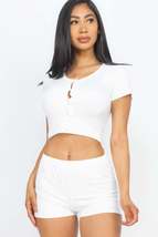 White Cropped Tank Top And Shorts Set - $13.60