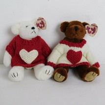 Ty Attic Treasures Set Of 2 Nicholas Casanova Jointed Bears w/Heart Sweaters - £11.63 GBP