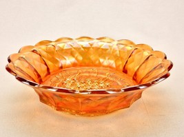 Vintage Imperial Marigold Carnival Glass Bowl, Grapes &amp; Leaves, Quilted Diamonds - $24.45