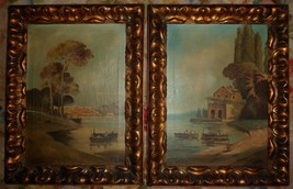 1924 Two Countryside Scenes By The Water. Alfred J Jansen (1859-1935, Holland). - £398.38 GBP