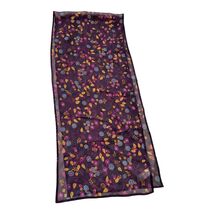 VTG Liz Claiborne 100% Silk Floral Scarf Purple Sheer Rectangular 58 x 12 - $20.70