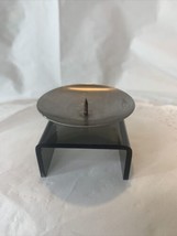 Vintage Small Plastic And Metal Pillar Candleholder Mid Century Modern - $5.00
