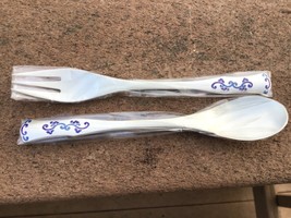 GUILLOCHE Enamel Fork  Spoon Set Original Case Sealed Plastic Sleeves Never Used - £189.79 GBP