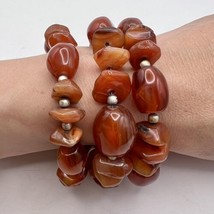 Vintage Women&#39;s Jewelry Beads Necklace Caramel Cornelian Natural Stone 9... - £36.64 GBP