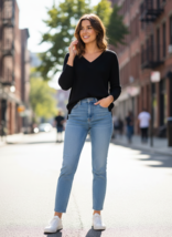 Women Sweater New Directions Women Cable Knitted V Neck Sweater Size M B... - €18,60 EUR