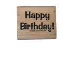 Stampin Up Vintage 1993 Rubber Stamp Says Happy Birthday in Block Print - $12.91