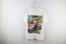 Vintage Y2K Mens Large Spell Out Eldora Speedway Car Racing Short Sleeve T-Shirt - £27.57 GBP