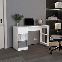 47&quot; White Desk w/ Drawer &amp; Shelves | Home Office &amp; Gaming - £130.18 GBP