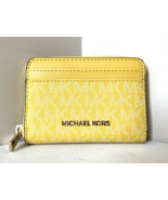 New Michael Kors Jet Set Travel Medium Card Case Wallet Daisy Yellow - $46.41