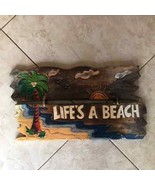 Life’s A Beack wood wooden sign beachcomber tropical yard art 17” x 11” - $34.94 CAD