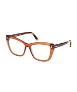 Tom Ford FT5826-B 048 Shiny Dark Brown/Clear Blue Light Block 55mm Eyegl... - $3,410.01 MXN