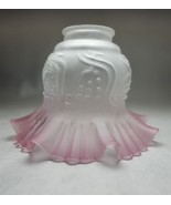 Vintage French Frosted Glass Lamp / Ceiling Shade, Ruffled Edges, Pink 2... - €15,01 EUR