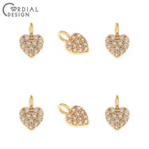 40Pcs 5*7Jewelry Accessories/CZ Charms/Heart Shape/Genuine Gold Plating/Pendant/ - £42.44 GBP