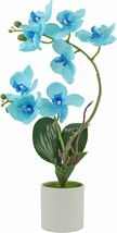 Artificial Phalaenopsis Silk Flowers Faux Orchids In Ceramic Pot, 19&quot; In Height, - $37.95