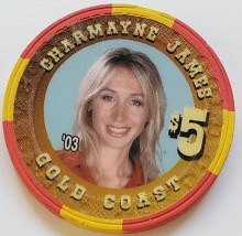 Las Vegas Rodeo Legend Charmayne James '03 Gold Coast $5 Casino Poker Chip - $19.95