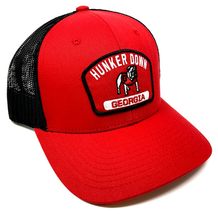 MVP UGA Georgia Bulldogs Mascot Patch Logo Red &amp; Black Mesh Trucker Curved Bill  - £17.69 GBP