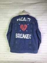 DAYDREAMER LA Womens Size M Heartbreaker Denim Jean Jacket Sherpa Lined ... - £54.29 GBP