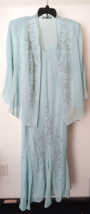 NWT $120 R &amp; M Richards Sz 18W Slate Light Blue Long Dress &amp; Jacket Made in USA - $80.74