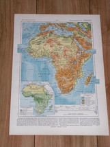 1925 Vintage Physical Map Of Africa / Nile Sahara - £13.44 GBP