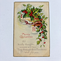 1929 Christmas Greeting Snow Holly Berry postcard to Frohna Perry County Mo - $4.74