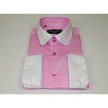 Men 100% Cotton Shirt CIERO MONTERO Turkey #STN 05 Pink/White Collar Slim Fit image 5