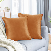 Rust Orange Brown 12&quot;x20&quot; Throw Pillow Covers Set 2 Sofa Velvet Cushion Cases - £20.29 GBP