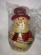 New Vintage Blow Mold Christmas Snowman Light Cover Red Hat White Scarf 8&quot; - £17.77 GBP