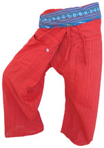 FIS18 red - Yoga Sport Wrap Trousers Fisherman Thailand Cotton Fisherpan... - $19.99
