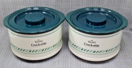 Vintage Rival Crock Pot Crockette Model SCR100 Stoneware Server 1 Quart Set of 2 - £31.38 GBP