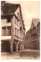 Old Houses in the Rue des Cordeliers Dinan France Black And White Postcard - £6.92 GBP