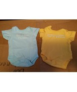 000 2 Faded Glory Preemie 100% Cotton Bodysuit Light Blue &amp; Yellow Baby ... - $7.99