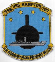 Vintage USN Striking SSN USS Hampton NOS 4 1/4&quot; Embroidered Cut-Edge Patch - £8.97 GBP