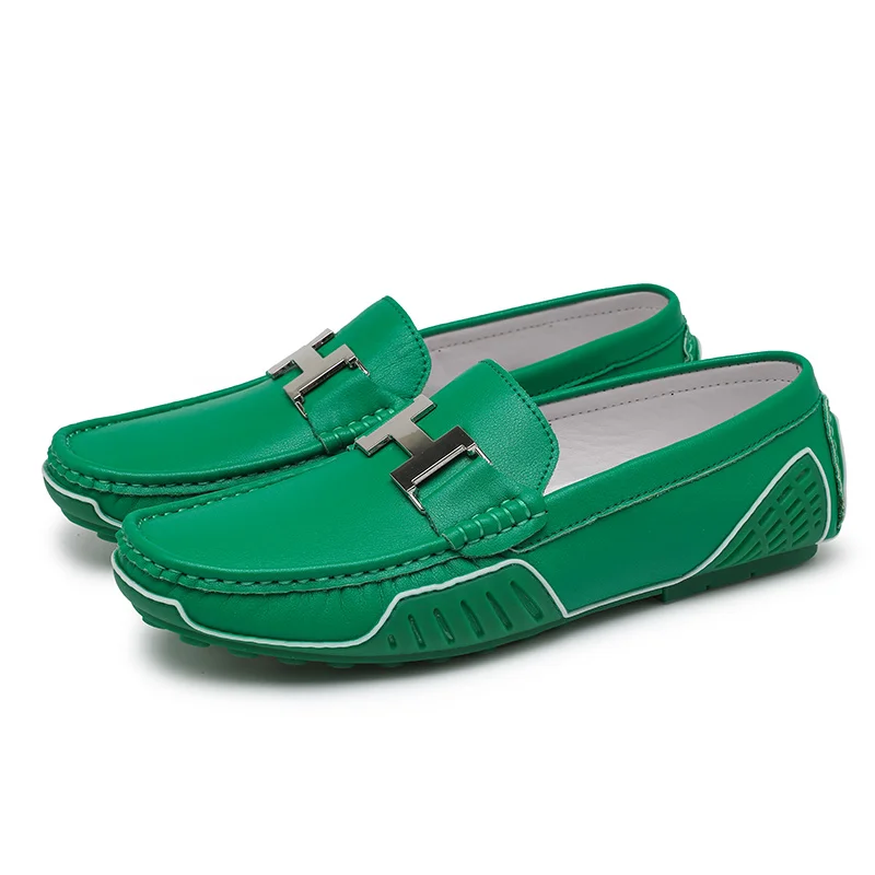 E 48 high quality genuine men loafers 2023 new arrivals green male brand casual leather thumb200