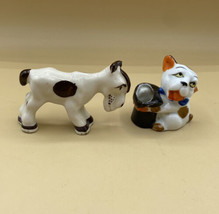 Vintage Japanese Figurines Old Hag Horse &amp; Dog Top Hat Quality Japan LOT 2 - £7.79 GBP