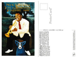 1995 New Orleans Jazz Festival Poster Post Card Armstong by George Rodri... - £20.23 GBP