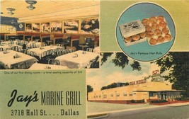 Dallas Texas 1940s Jay&#39;s Marine Grill Interior Entrance linen Stellmache... - $5.49