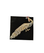 Siam Brooch Vintage Pin Peacock Bird Enamel Hinge Colored Rhinestones 2&quot; - $26.94 CAD