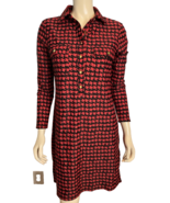 Jude Connally Red and Black Checked Collar Long Sleeve Knit Dress Size S - $56.99