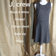 J Crew Black &amp; White Cotton Blend Back Zip Dress Size 8 - $22.03 CAD