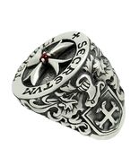 Knights Templar Crusader Masonic Silver 925 Men's Ring Maltese Cross Shield - $144.15