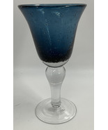 Artland Iris Hand Blown Cobalt Blue Bubble Seeded Stem Water Goblet 8 1/... - £9.34 GBP