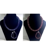Blue-Silver, Burgundy-Silver Jewelery set: beaded necklace and bracelet,... - $79.54 CAD+